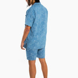 Oversized Floral Textured Jacquard Denim Revere Collar Shirt - Liquor n Poker