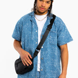 Oversized Floral Textured Jacquard Denim Revere Collar Shirt - Liquor n Poker