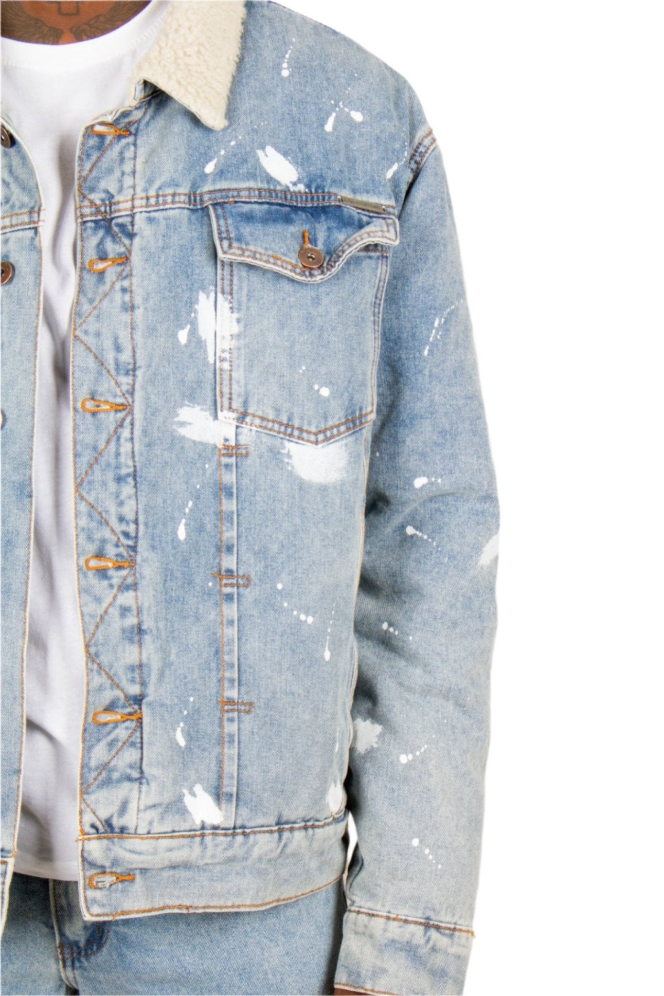 Oversized full Borg lined Denim Jacket with detail - Liquor n Poker