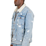 Oversized full Borg lined Denim Jacket with detail - Liquor n Poker