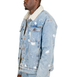 Oversized full Borg lined Denim Jacket with detail - Liquor n Poker