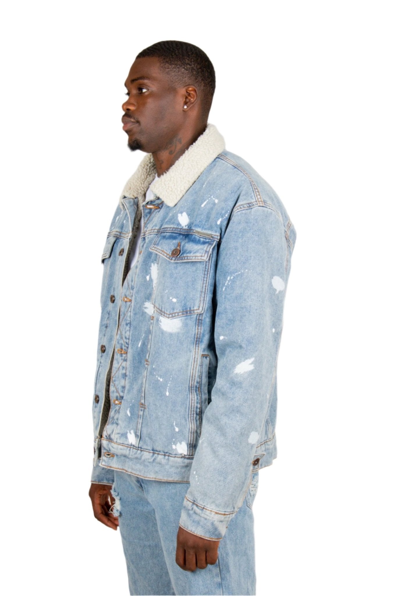 Oversized full Borg lined Denim Jacket with detail - Liquor n Poker