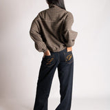 Oversized Funnel Neck Brown Check Jacket - Liquor n Poker