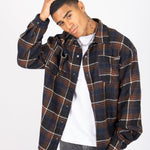 Oversized Long Sleeve Navy Flannel Shirt - Liquor n Poker