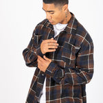 Oversized Long Sleeve Navy Flannel Shirt - Liquor n Poker