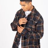 Oversized Long Sleeve Navy Flannel Shirt - Liquor n Poker