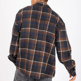 Oversized Long Sleeve Navy Flannel Shirt - Liquor n Poker