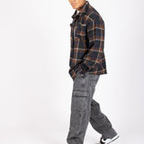 Oversized Long Sleeve Navy Flannel Shirt - Liquor n Poker