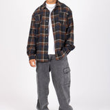 Oversized Long Sleeve Navy Flannel Shirt - Liquor n Poker