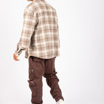 Oversized Long Sleeve Stone Flannel Shirt - Liquor n Poker