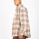 Oversized Long Sleeve Stone Flannel Shirt - Liquor n Poker