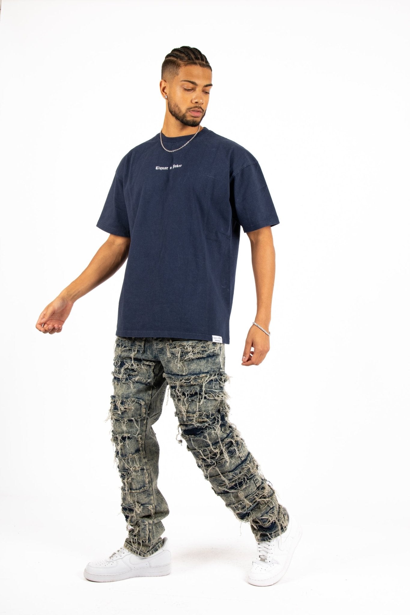 Oversized Navy T-Shirt "Eternal Paradise" Back Print - Liquor n Poker