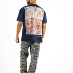 Oversized Navy T-Shirt "Eternal Paradise" Back Print - Liquor n Poker