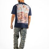 Oversized Navy T-Shirt "Eternal Paradise" Back Print - Liquor n Poker