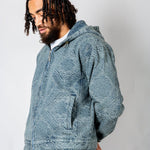 Oversized Paisley Jacquard Denim Hooded Jacket - Liquor n Poker