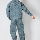 Oversized Paisley Jacquard Denim Hooded Jacket - Liquor n Poker