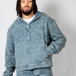 Oversized Paisley Jacquard Denim Hooded Jacket - Liquor n Poker