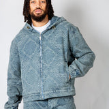 Oversized Paisley Jacquard Denim Hooded Jacket - Liquor n Poker