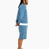 Oversized Pinstripe Jacquard Denim Jacket - Liquor n Poker