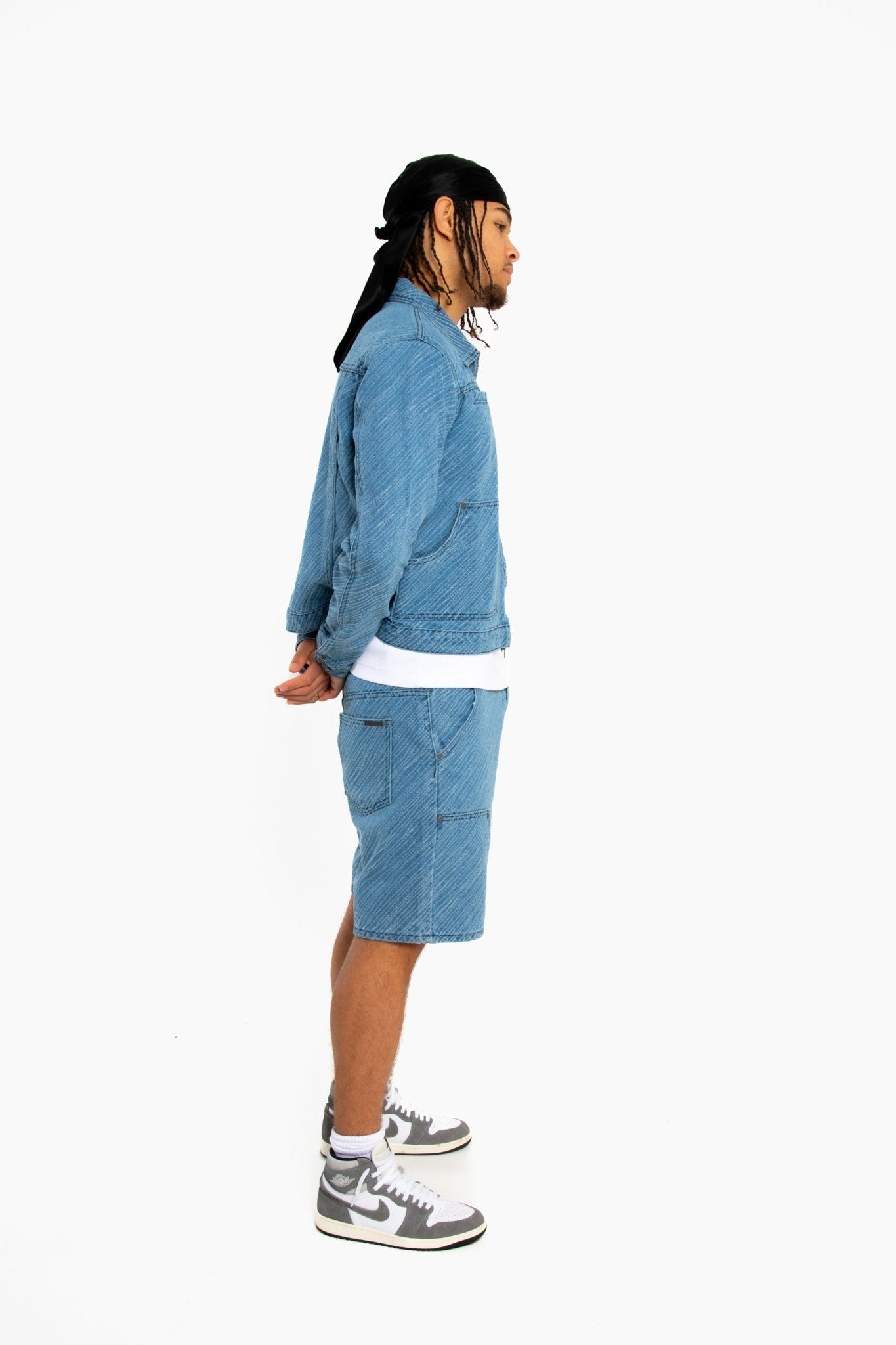 Oversized Pinstripe Jacquard Denim Jacket - Liquor n Poker