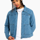 Oversized Pinstripe Jacquard Denim Jacket - Liquor n Poker