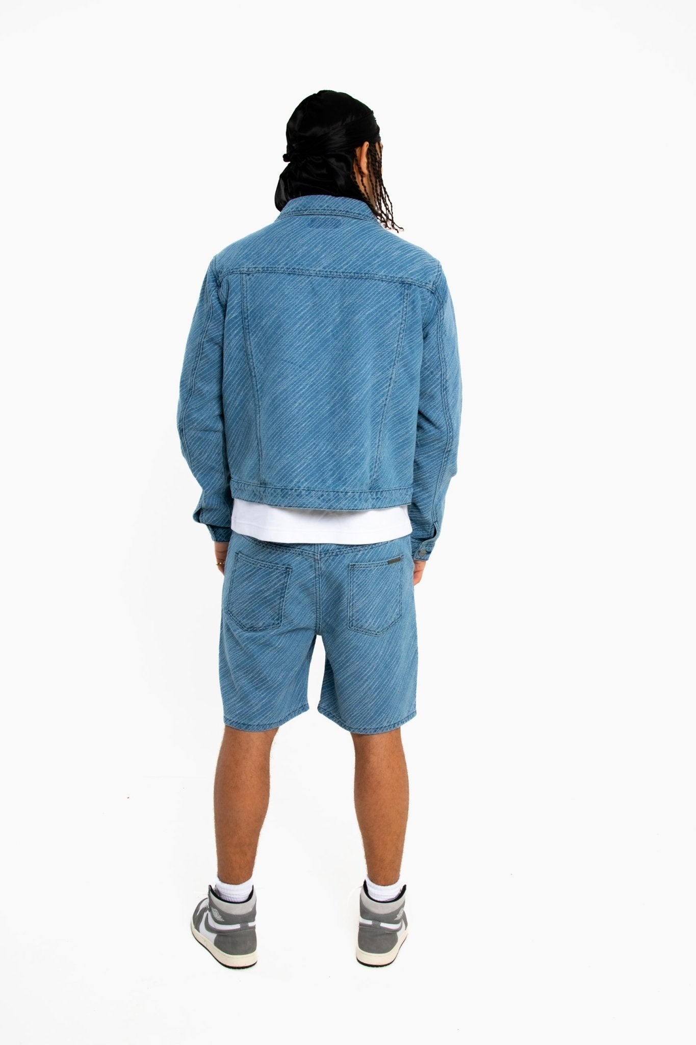 Oversized Pinstripe Jacquard Denim Jacket - Liquor n Poker