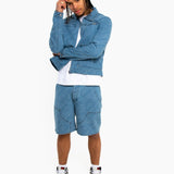 Oversized Pinstripe Jacquard Denim Jacket - Liquor n Poker