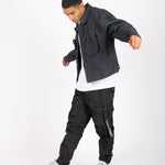 Oversized Pinstripe Utility Denim Jacket - Liquor n Poker