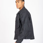 Oversized Pinstripe Utility Denim Jacket - Liquor n Poker