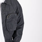 Oversized Pinstripe Utility Denim Jacket - Liquor n Poker