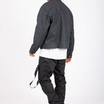 Oversized Pinstripe Utility Denim Jacket - Liquor n Poker