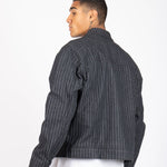 Oversized Pinstripe Utility Denim Jacket - Liquor n Poker