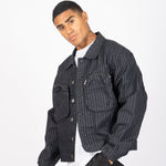 Oversized Pinstripe Utility Denim Jacket - Liquor n Poker