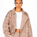 Oversized Printed Biker Jacket - Liquor n Poker