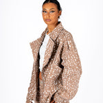 Oversized Printed Biker Jacket - Liquor n Poker