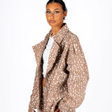 Oversized Printed Biker Jacket - Liquor n Poker