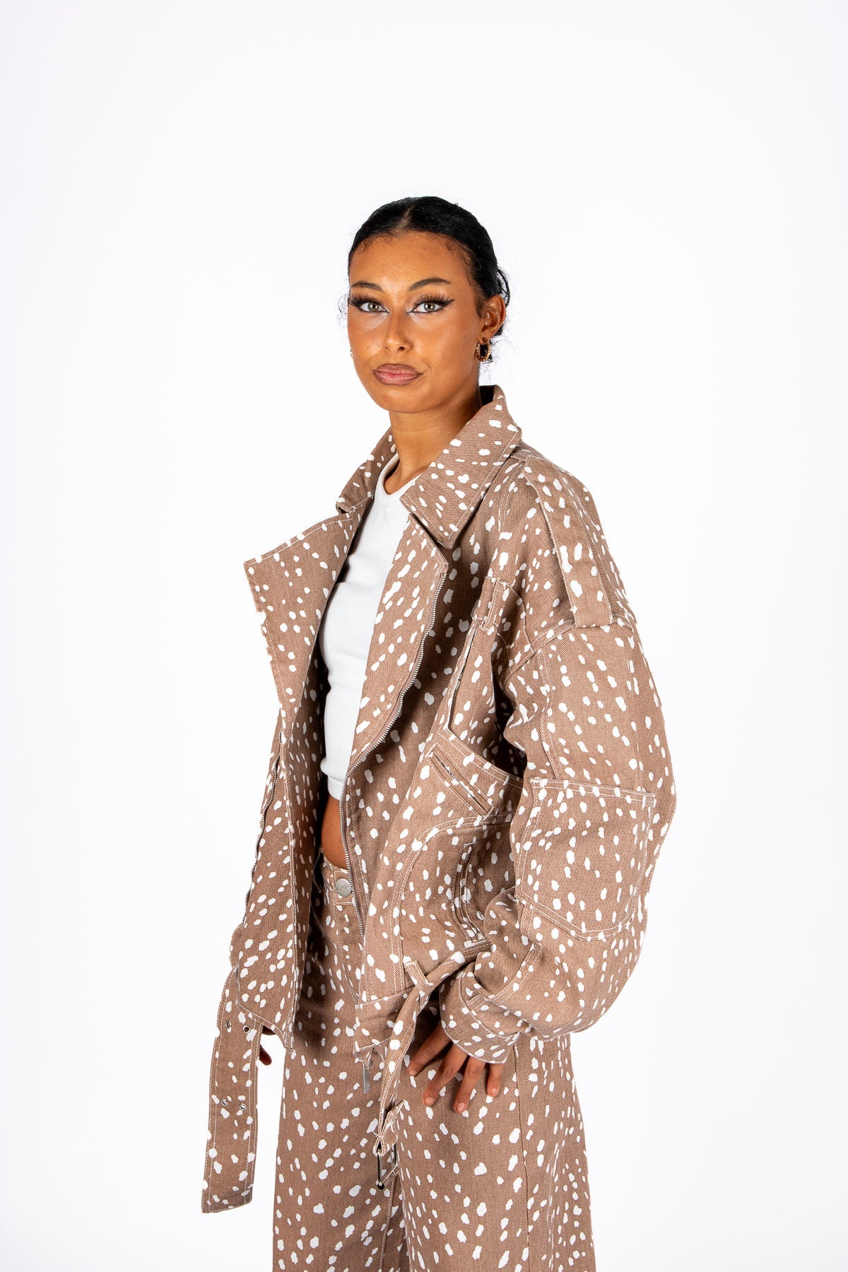Oversized Printed Biker Jacket - Liquor n Poker
