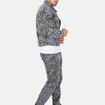 Oversized Trucker Jacket In Black Floral And Blue Paisley Splicing - Liquor n Poker