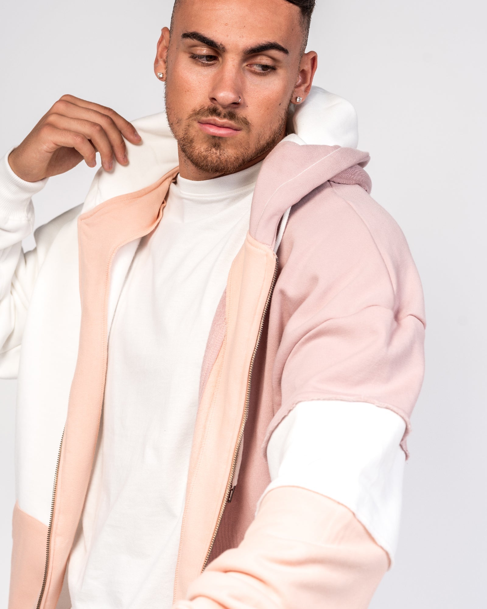 Oversized Varsity Spliced Zip Hoodie - Liquor n Poker