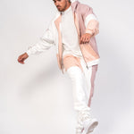 Oversized Varsity Spliced Zip Hoodie - Liquor n Poker