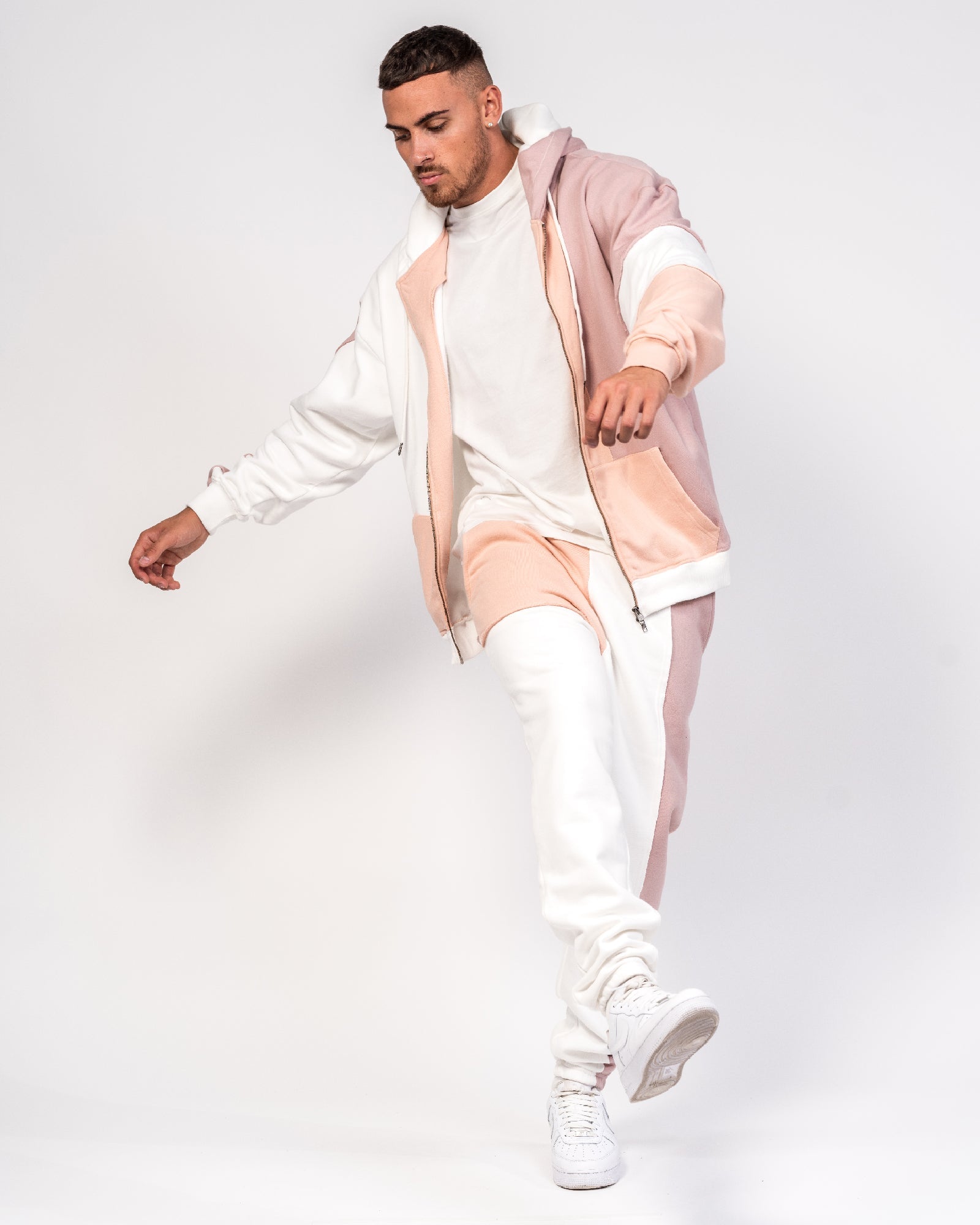 Oversized Varsity Spliced Zip Hoodie - Liquor n Poker