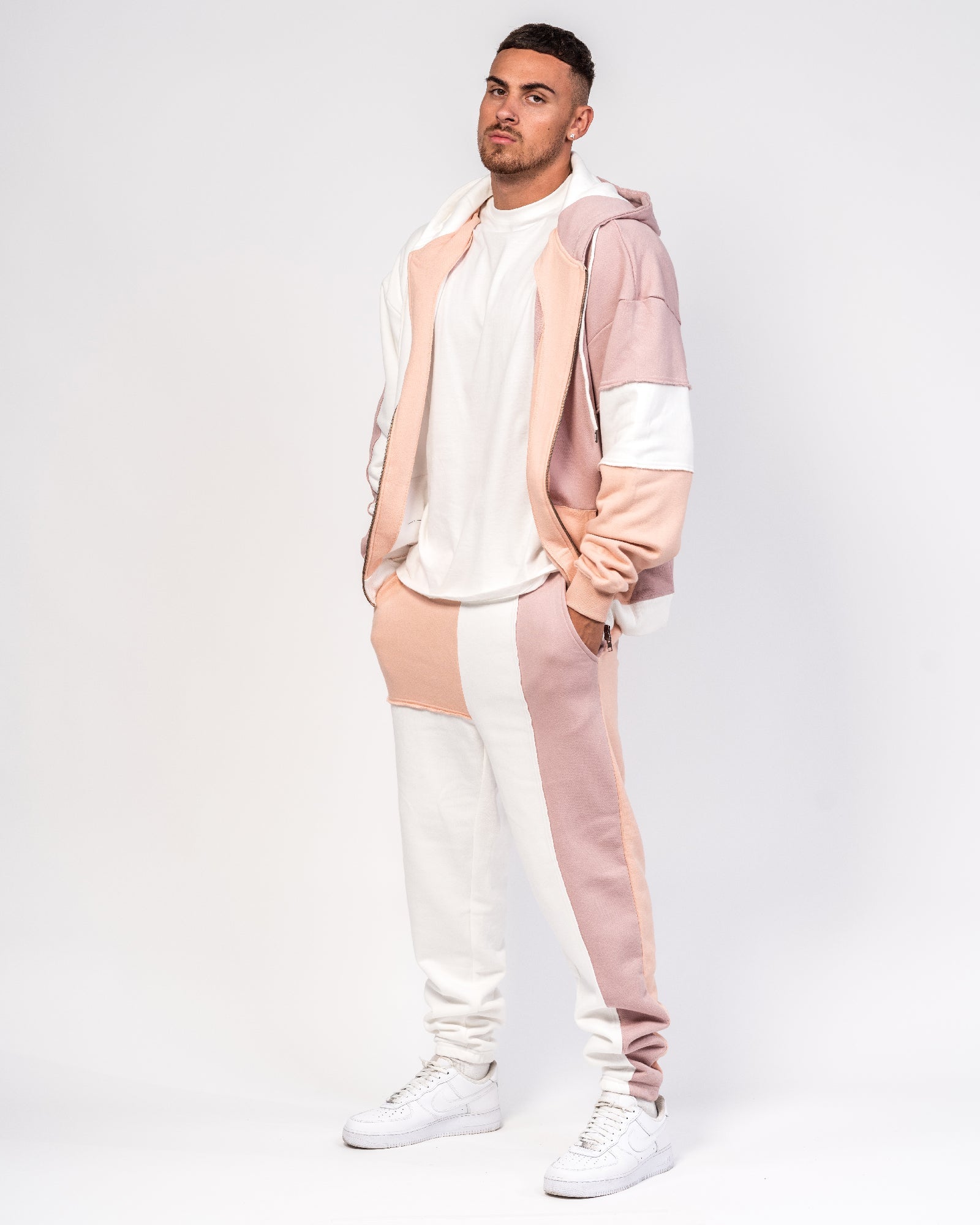 Oversized Varsity Spliced Zip Hoodie - Liquor n Poker