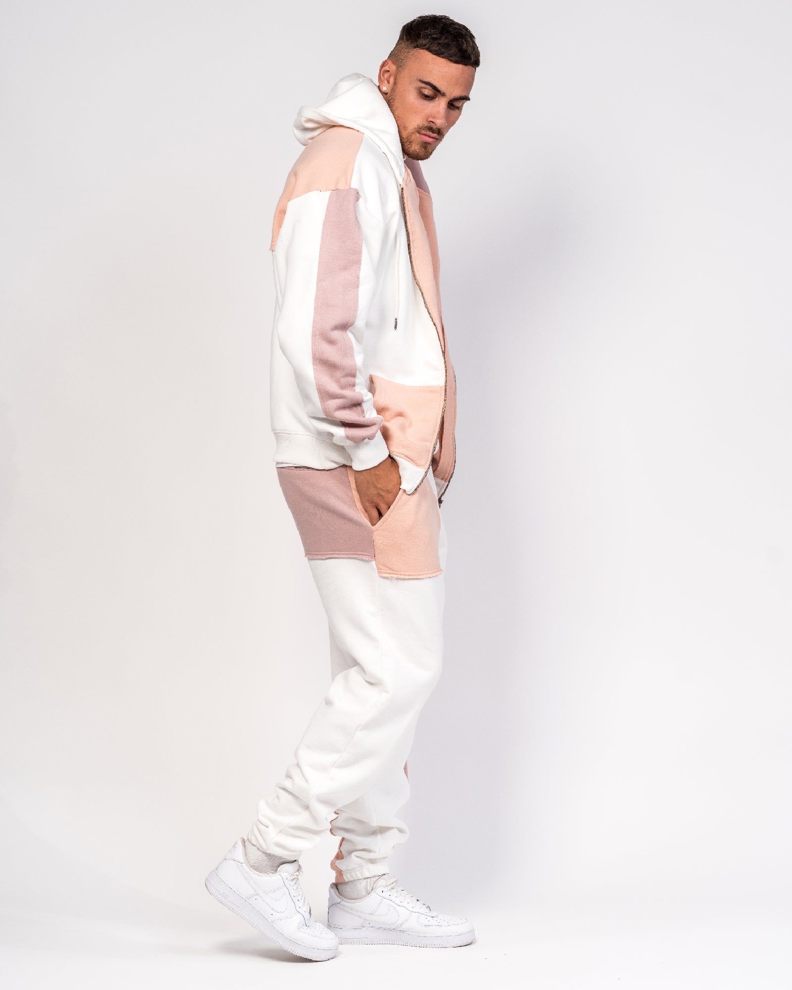 Oversized Varsity Spliced Zip Hoodie - Liquor n Poker