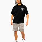 Oversized Washed Grey Textured Denim Shorts - Liquor n Poker