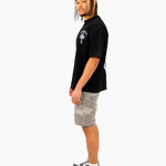 Oversized Washed Grey Textured Denim Shorts - Liquor n Poker