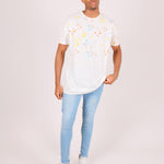 Oversized White Paint Splatter T-Shirt - Liquor n Poker
