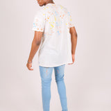 Oversized White Paint Splatter T-Shirt - Liquor n Poker