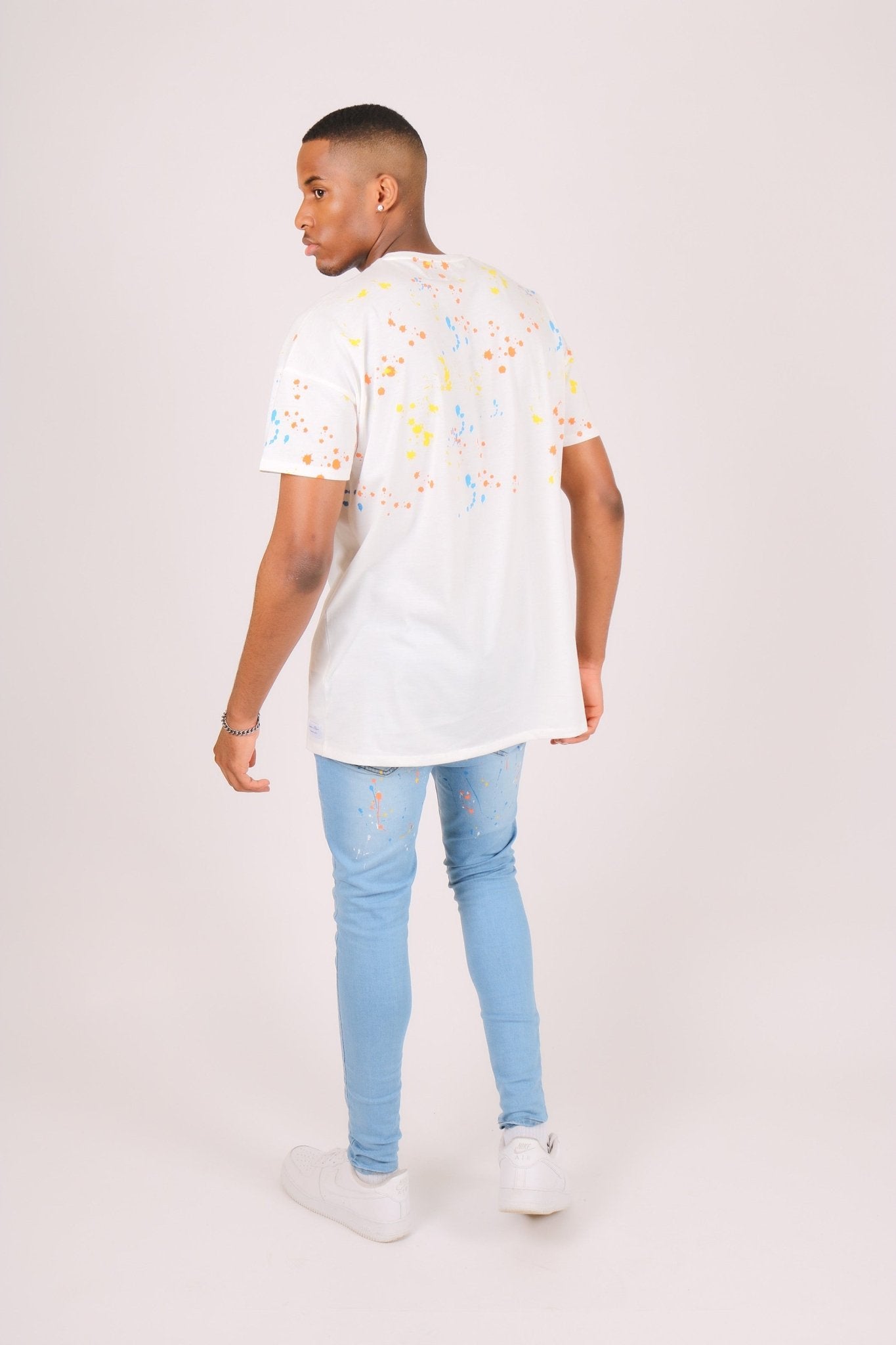 Oversized White Paint Splatter T-Shirt - Liquor n Poker