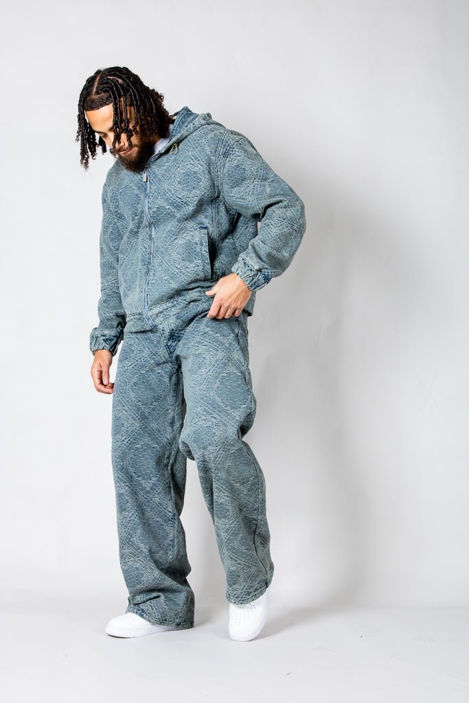 Paisley Jacquard Denim Baggy Carpenter Jeans - Liquor n Poker