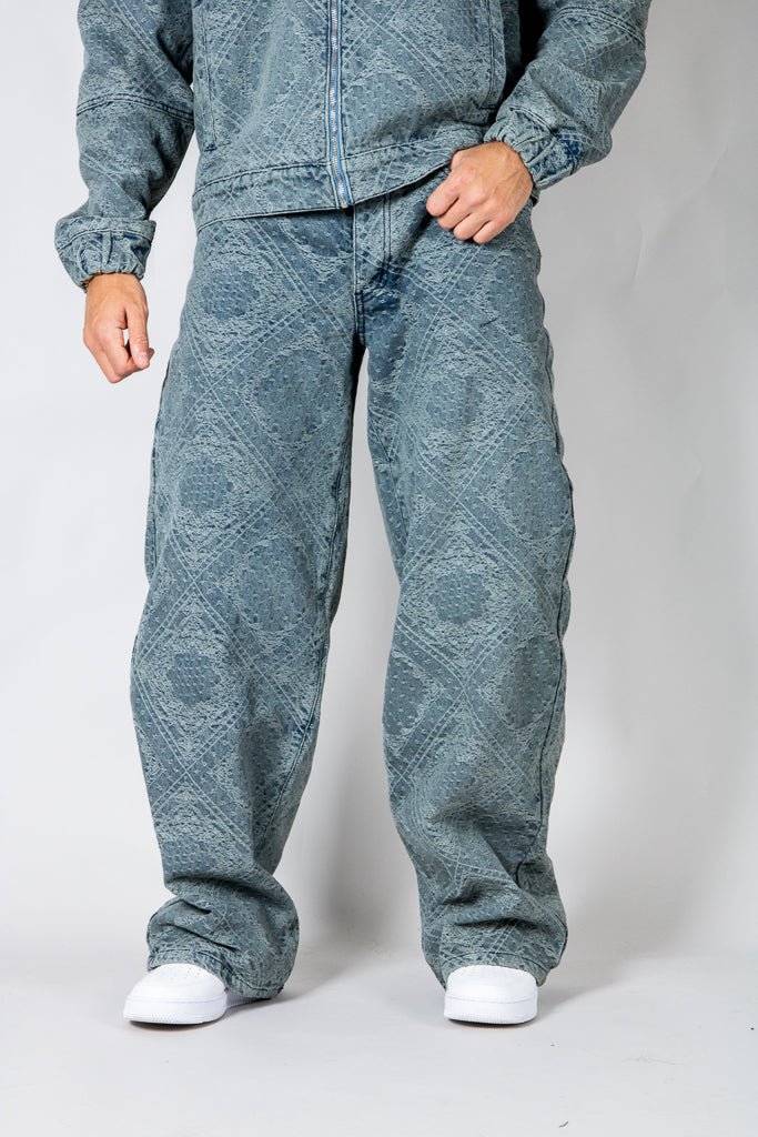Paisley Jacquard Denim Baggy Carpenter Jeans - Liquor n Poker